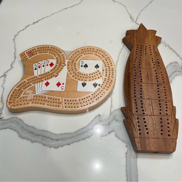Pineapple Board & Twenty Nine 29 Cribbage Board Three Track Wood Board Lot of 2 - Picture 1 of 7